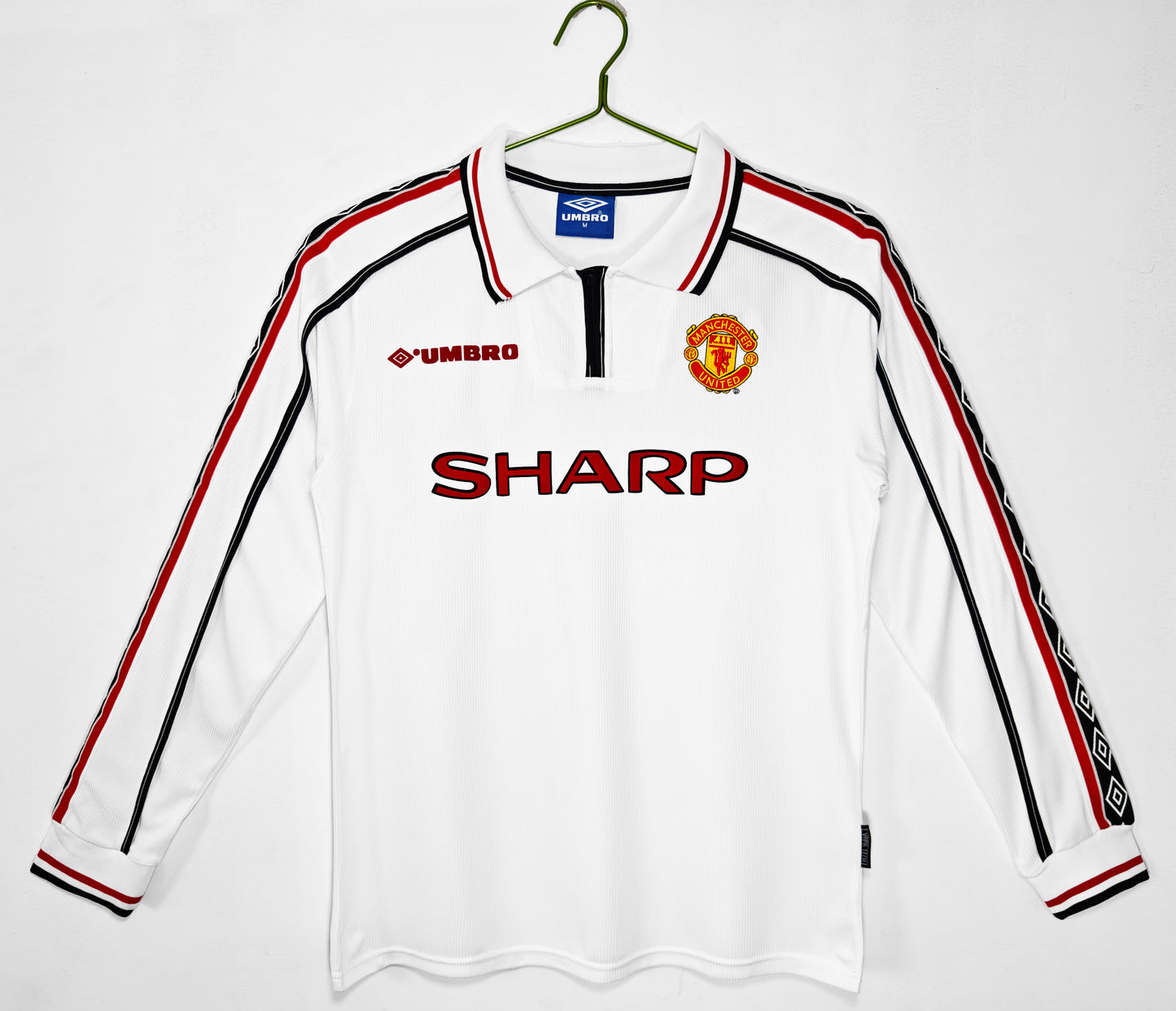 Retro Manchester United White Long Sleeves - 1998/99